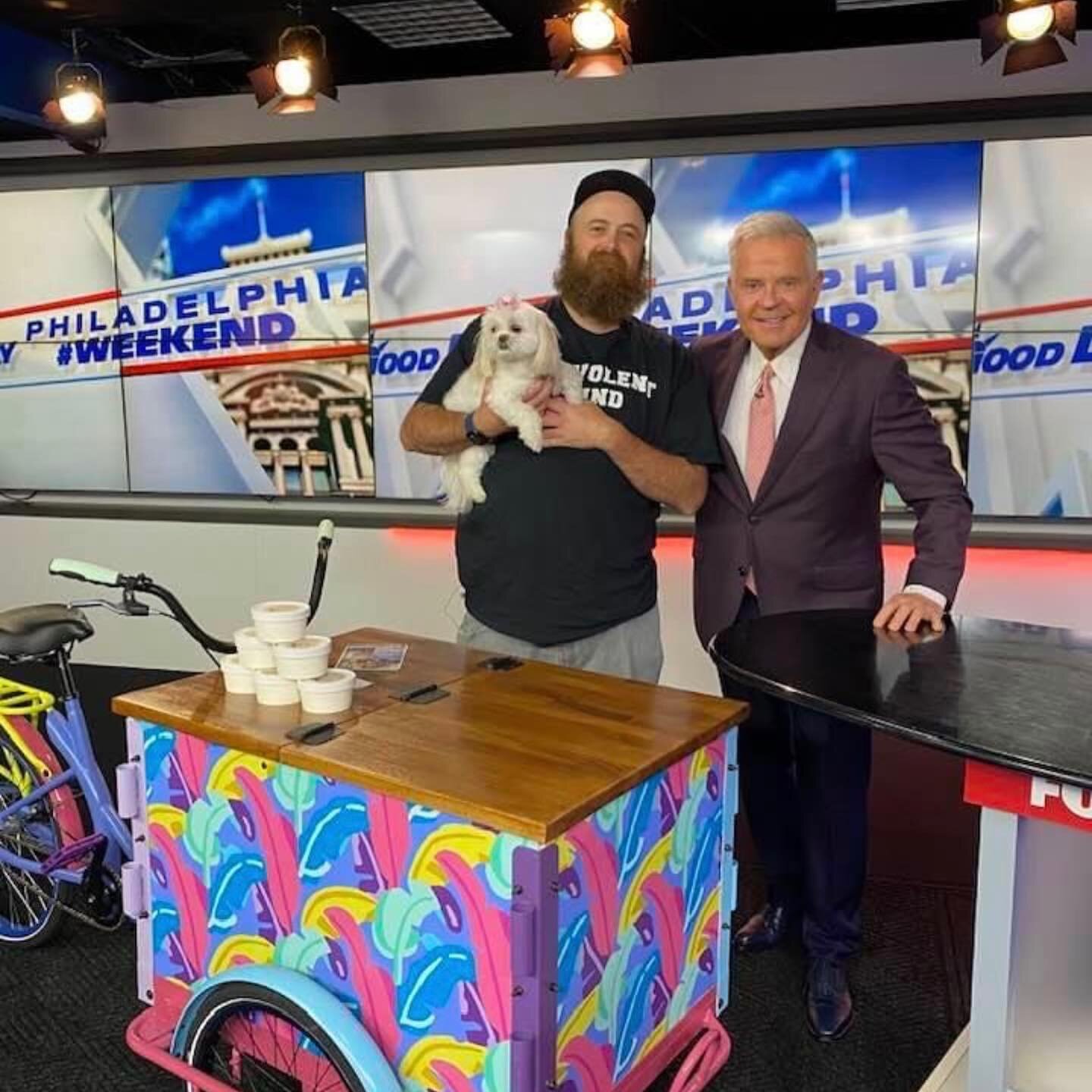 I had a great time with @mikejerrick @fox29philly sharing the new @benevolenthound ice cream designed by @whitedogglenmills @whitedogwayne @whitedoghaverford @whitedogphilly head chef @mikeselser! @jaimiprgirl and her dog Chloe were a great help! And